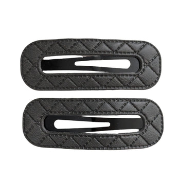 Quilted Leather Hollow Snap Clips Grey